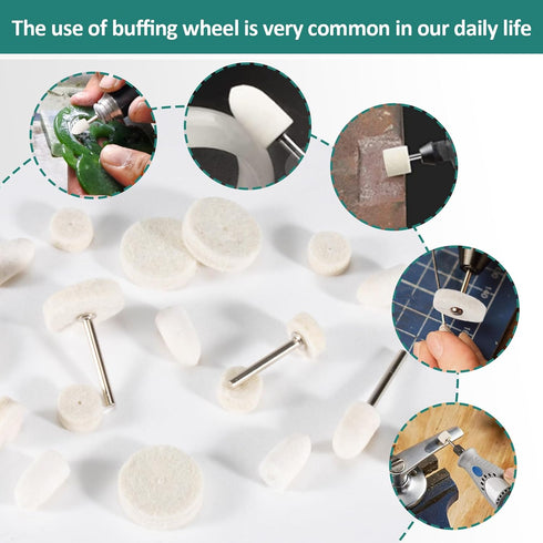 Sukh 145PCS Wool Felt Polishing Pad - Felt Buffing Pad Wool Polishing Bits Felt Polishing Buffing Wheel Polishing Buffing Wheel for Polishing Kit ...